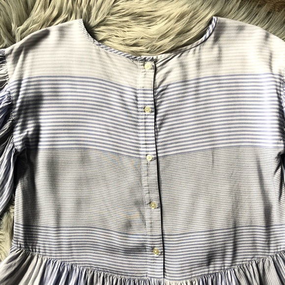 LOFT Striped Flutter Button Back Peplum Back Top - Picture 3 of 7